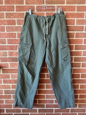 Structure Men’s Cargo Pants Green Straight Leg 32x30 Medium Cotton Pockets
